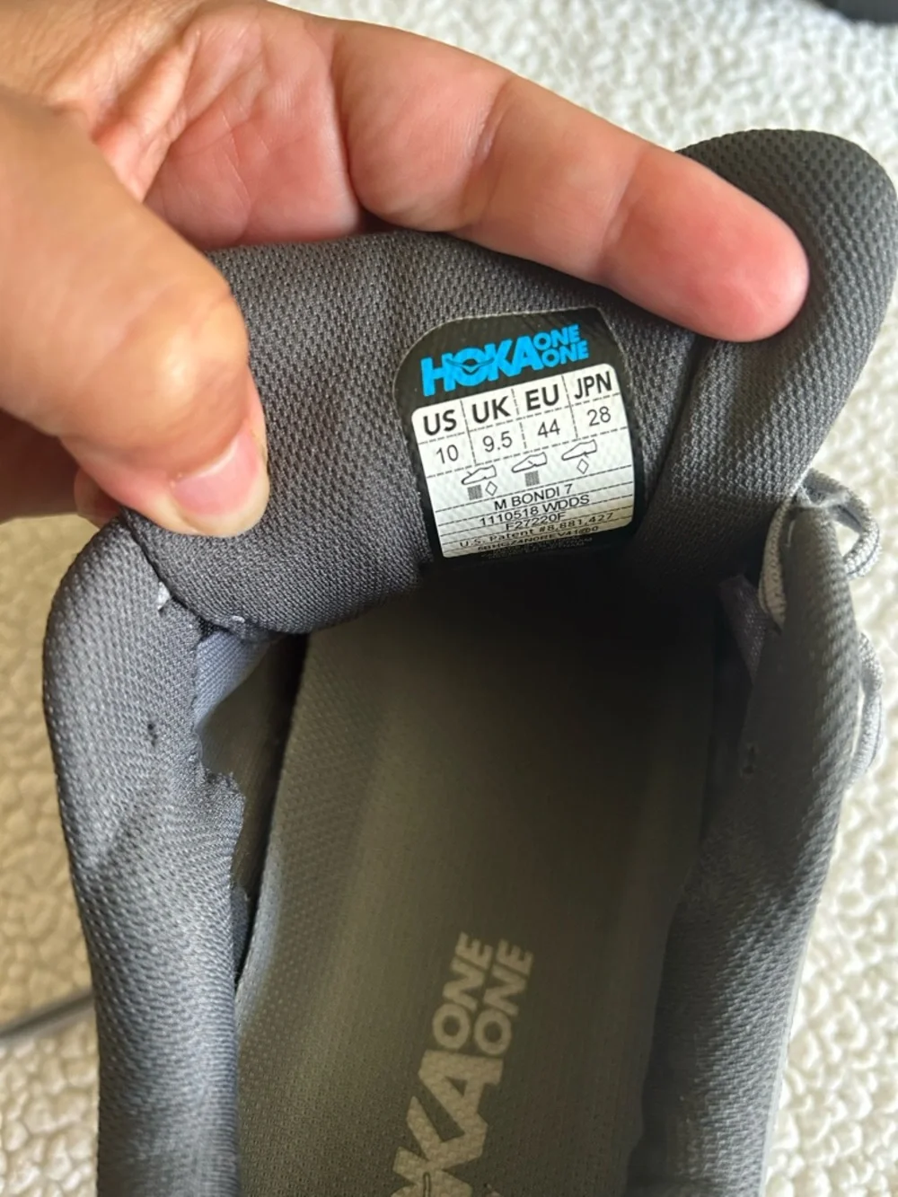 Hoka One One MBONDI7 ,Men's Grey Mesh Running Shoes size 10 - Picture 6 of 7